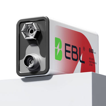 EBL 9V 6F22 600mAh High Volume Li-ion Lithium Ion Rechargeable Batteries with Up to 1200 Recharges, and Improved Low Self-Discharge for Portable and Emergency Electronics