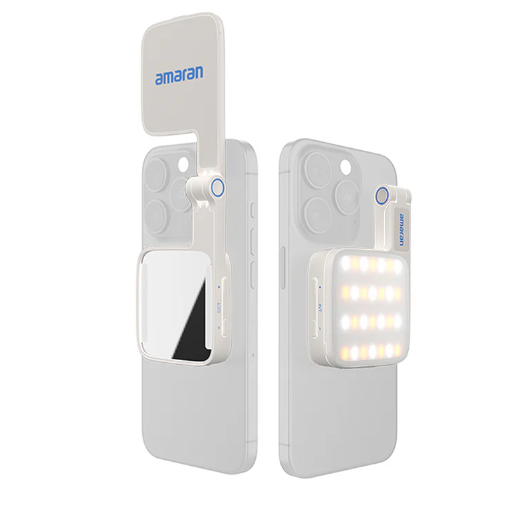 Aputure Amaran Go MagSafe Smartphone Mini Light with Mirror, 2700K - 6500K CCT, 800mAh Battery, Amaran App, Sidus Link Support, 10 Light Effect and Brightness Settings for Vlog Vlogging Selfies Reels TikTok Photo Video | White, Pink