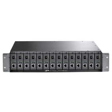 TP-Link TL-FC1420 14 Slot Bay Rackmount Chassis for Media Converters, Hot Swappable with AC Power Supply and Fan