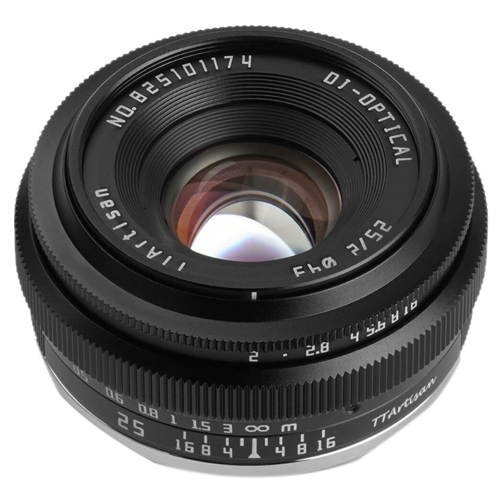 TTArtisan 25mm F/2.0 APS-C Format Sony E | Nikon Z | M43 Micro Four Thirds | FUJIFILM X Mount Portrait Pancake Prime Lens Large Aperture Full Metal Body, MF Manual Focus, 9.8" Focusing Distance for Smooth Bokeh and Low Light Photography