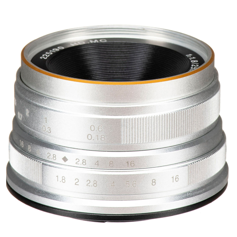 7Artisans 25mm F/1.8 APS-C Format M43 Micro Four Thirds Mount Compact Portrait Prime Lens MF Manual Focus for Mirrorless Cameras | Black Silver
