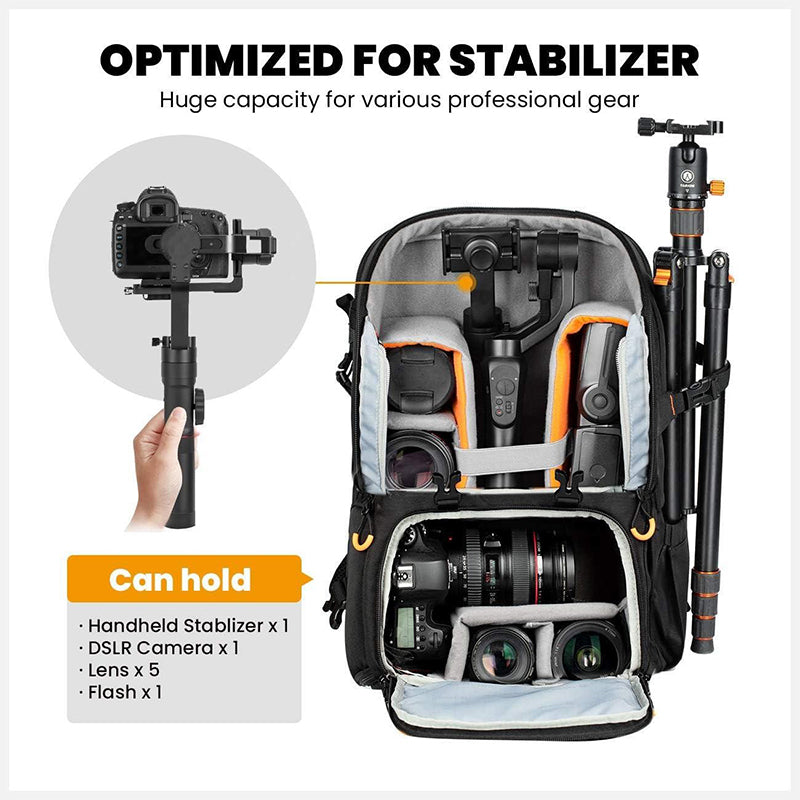 Eirmai TR629 25L Camera Backpack with 15.6" Laptop Compartment & Hand Carry Bag for Sony, Panasonic, Fujifilm, Canon, Nikon, DJI, GoPro, iPad, DSLR, Mirrorless Camera Lens, Tripod, Drone, Battery Charger, Powerbank - Men & Women Bag Luggage
