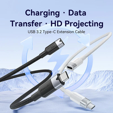 Vention 0.5-Meter USB 3.2 Gen 2 Type-C Male to Female 5A Fast Charging Cable with 10Gbps Data Transmission Speed Aluminum Alloy Type