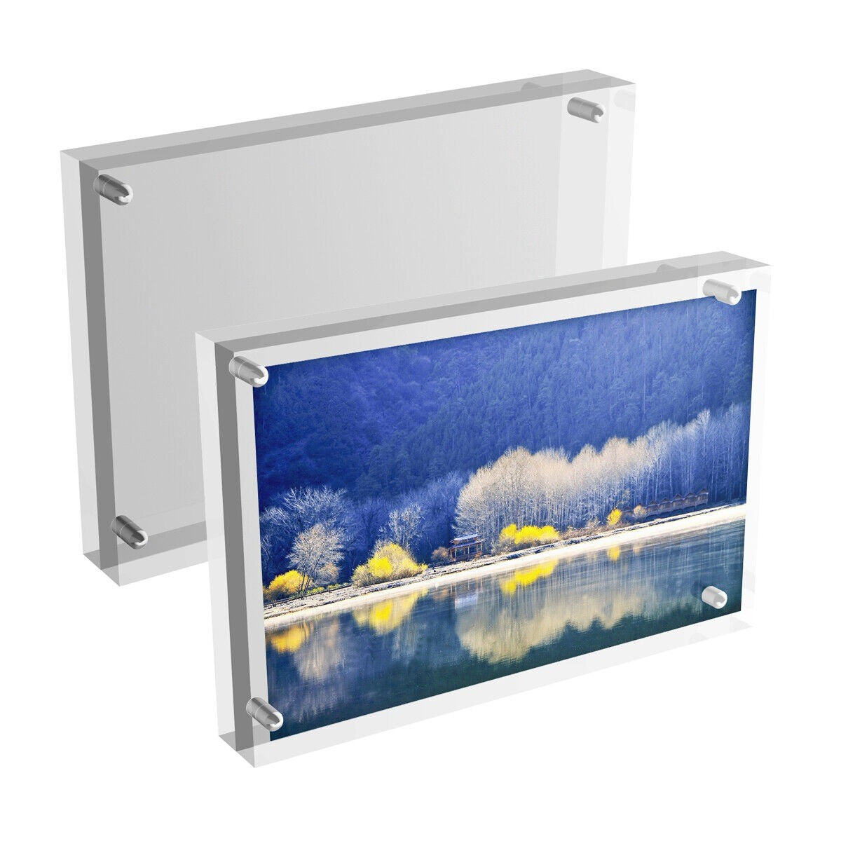 Pikxi 5R Clear Acrylic Magnetic Photo Frame 5x7 Inch, Double-Sided Picture Frame