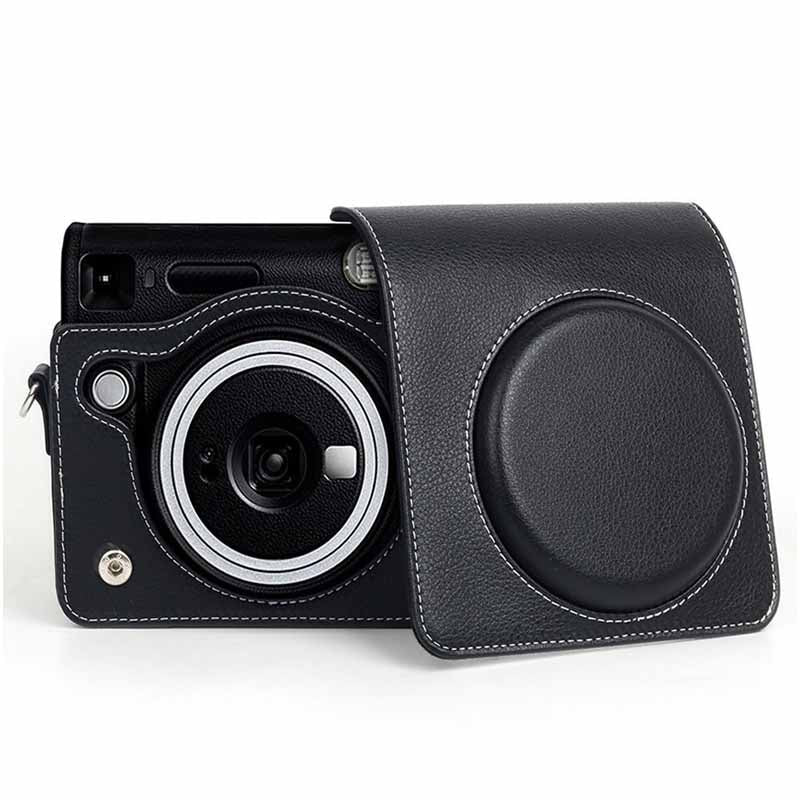 Pikxi Fujifilm Instax Square SQ40 / SQ6 / SQ1 Protective Leather Camera Case Bag with Shoulder Strap and Detachable Top Cover