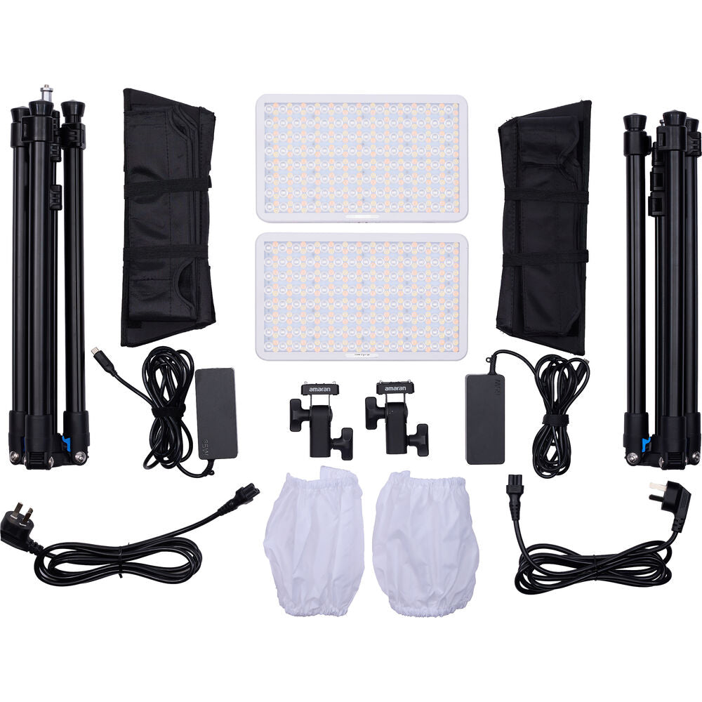 Aputure Amaran Pano 60c P60c RGB COB 60W Mobile Light Panel 2 Light Kit, 12 Built-in Lighting Effects, 2300K-10000K CCT, 6,790 Lumens, 22,220 Lux, CRI 96 TLCI 97, USB-C PD, Sidus Link & Bluetooth Control, Lighting for Video & Photography