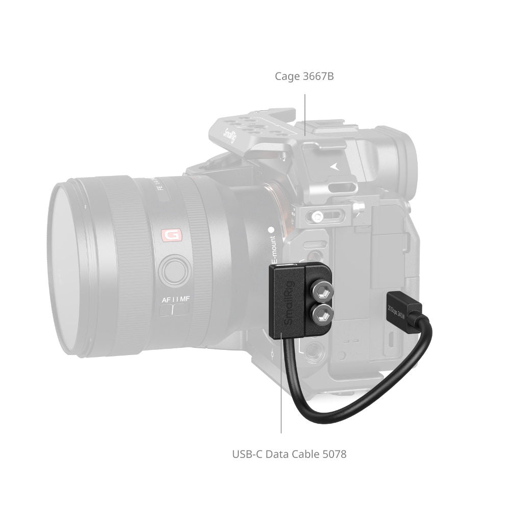 SmallRig USB-C Data Cable 20Gbps 240W PD Male to Female, Secure Mount with Dual 1/4"-20 Thread to Camera Cages & L-Brackets for DSLR Mirrorless Cameras | 5078