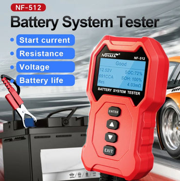 Noyafa NF-512 12V 24V Battery Tester and Battery Analyzer with CCA/ Resistance/ Voltage Quick Load Plug Cranking test Diagnostic tools for Automobile and Motorcycle
