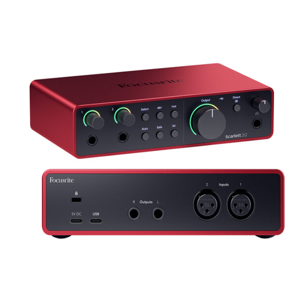 Focusrite Scarlett 2i2 4th Generation 2 In / 2 Out USB Type-C Audio Interface with XLR Mic Preamps, Headphone, 1/4" Line & Hi-Z Inputs with Auto Gain, Clip Safe, Air Mode Function, Virtual Loopback and Software Expansion Bundle