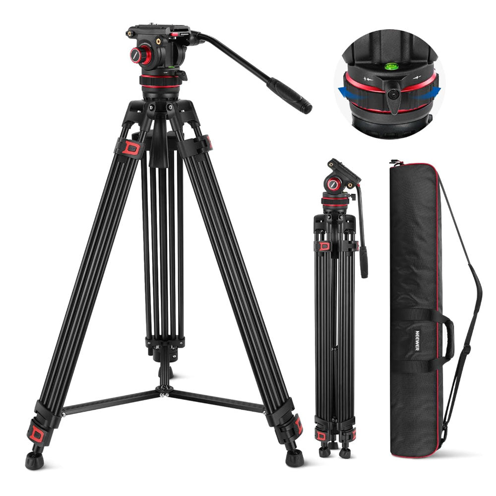Neewer GM88 74" Pro Video Tripod with 360° Pan&-75°/+90° Tilt Head Quick Release Plate and 189cm Max. Height,10kg Max. Load Capacity for DSLR, SLR, Mirrorless, Movie, Cinema Camera