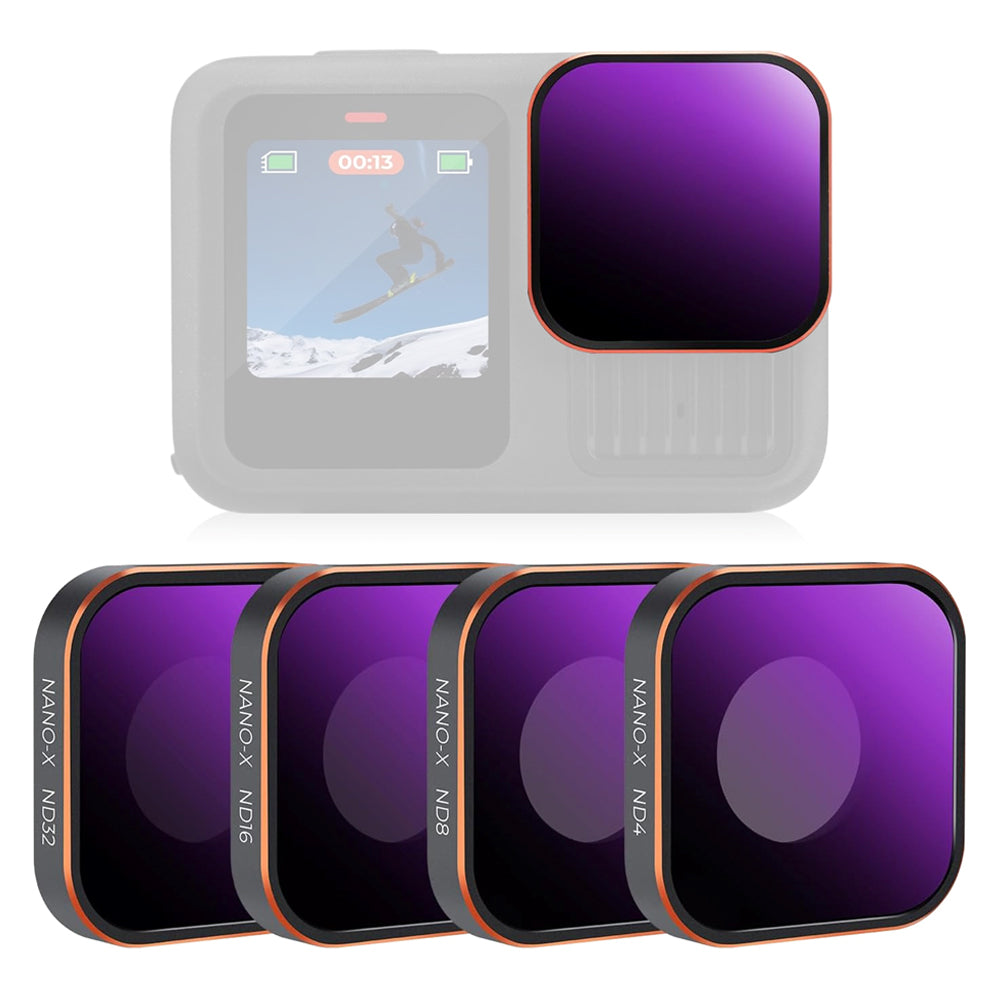 K&F Concept no-X Series ND4 8 16 32 Neutral Density Lens Filter for GoPro HERO 13 / 12 / 11 / 10 / 9 with 3 to 6 Stops, 28 Multi-Layer Coated AGC Optical Glass, Water, Dust, Oil and Scratch Resistant