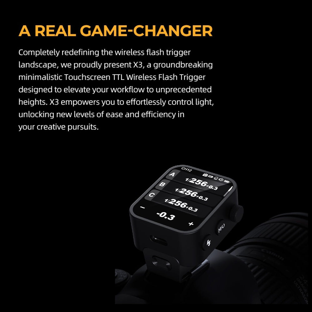 Godox X3 850mAh TTL Wireless Flash Trigger X3C X3N X3F X3S X3L Transmitter with OLED Touchscreen Display, 32 Channels & 99 IDs, 2.4GHz with Max 100m Range, High-Speed 1st & 2nd Curtain for Leica Canon Nikon FUJIFILM Sony
