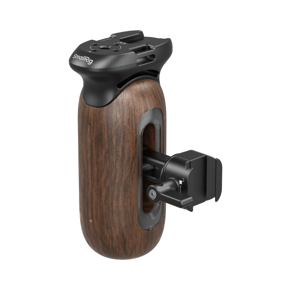 SmallRig Wooden Side Grip Handle with NATO Clamp, Two-in-One (1/4" & 3/8" Screw) for Camera Cages Accessories with Cold Shoe, Strap Slots & Allen Key | 5239 | 5237 | 5238