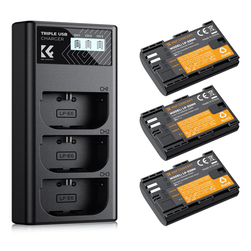K&F Concept LP-E6 / LP-E6N / LP-E6NH 2250 - 2600mAh Camera Battery