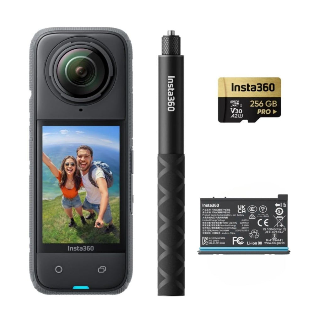 Insta360 X5 | X4 8K UHD 360° Action Camera with 72MP Photos, Active HDR, Dual Sensors, FlowState Image Stabilization, AI-Powered Reframing Tool, Horizon Lock & Invisible Selfie Stick Effect for Content Creation and Videographers