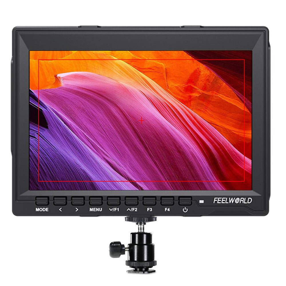 FEELWORLD FW759 7" IPS On Camera Field LCD Video Monitor with 4K HDMI AV Input / Output, 400Nits Brightness, Video Assist Functions, F970 Battery Plate Mount Input Power