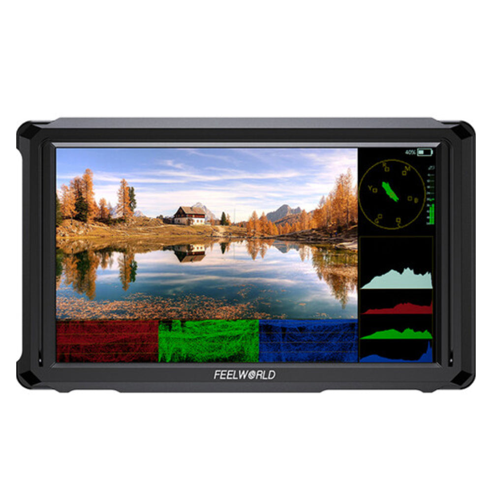 FEELWORLD FW568 PRO 6" IPS On Camera LCD Video Monitor with DCI 4K HDMI Input / Output, HDR, 1200 Nits High Brightness, Custom 3D LUTs and Image Controls, USB Type-C L Series / LP-E6 Plate Mount Input Power