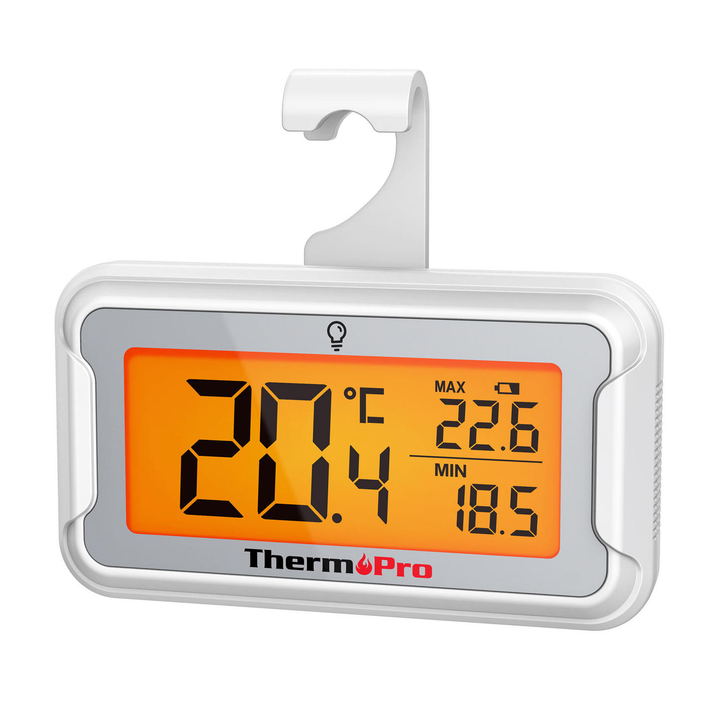 ThermoPro TP110 Digital Fridge Thermometer Waterproof, High Accuracy with Backlit Display, Max/Min Records & Magnetic Mount for Freezer, Refrigerator, Cooler and Home Use