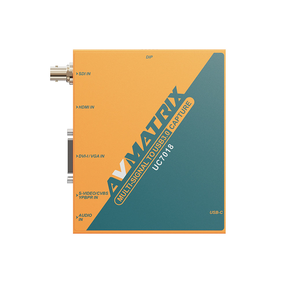 AVMATRIX Multi-Sigl to USB 3.0 Video Capture with Up to 1080P 60Hz Resolution, SDI, HDMI, DVI-I, VGA, CVBS, S-Video, YPbPr Input and USB Type-C Plug & Play, 3.5mm Audio In to Output Sigl for Video Conference, Live Streaming | UC7018