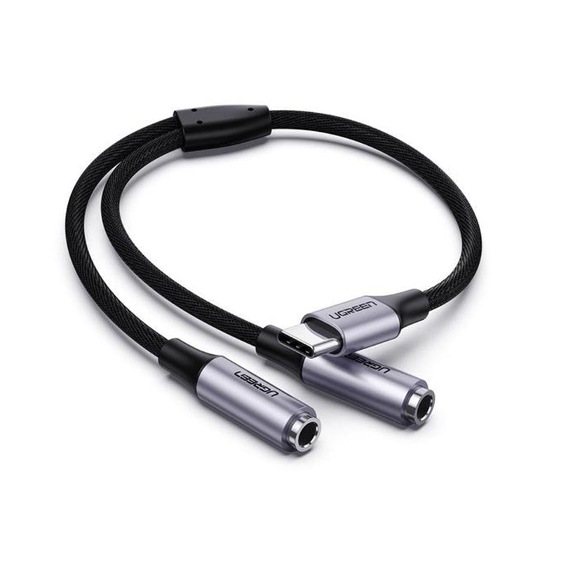 UGREEN USB Type C to 2 Female 3.5mm AUX Port Audio Splitter Adapter for PC, Laptop, Desktop Computer, Smartphone, Tablet, Headphone, Earphone, Headset, Microphone - Cables & Adapters | 30732