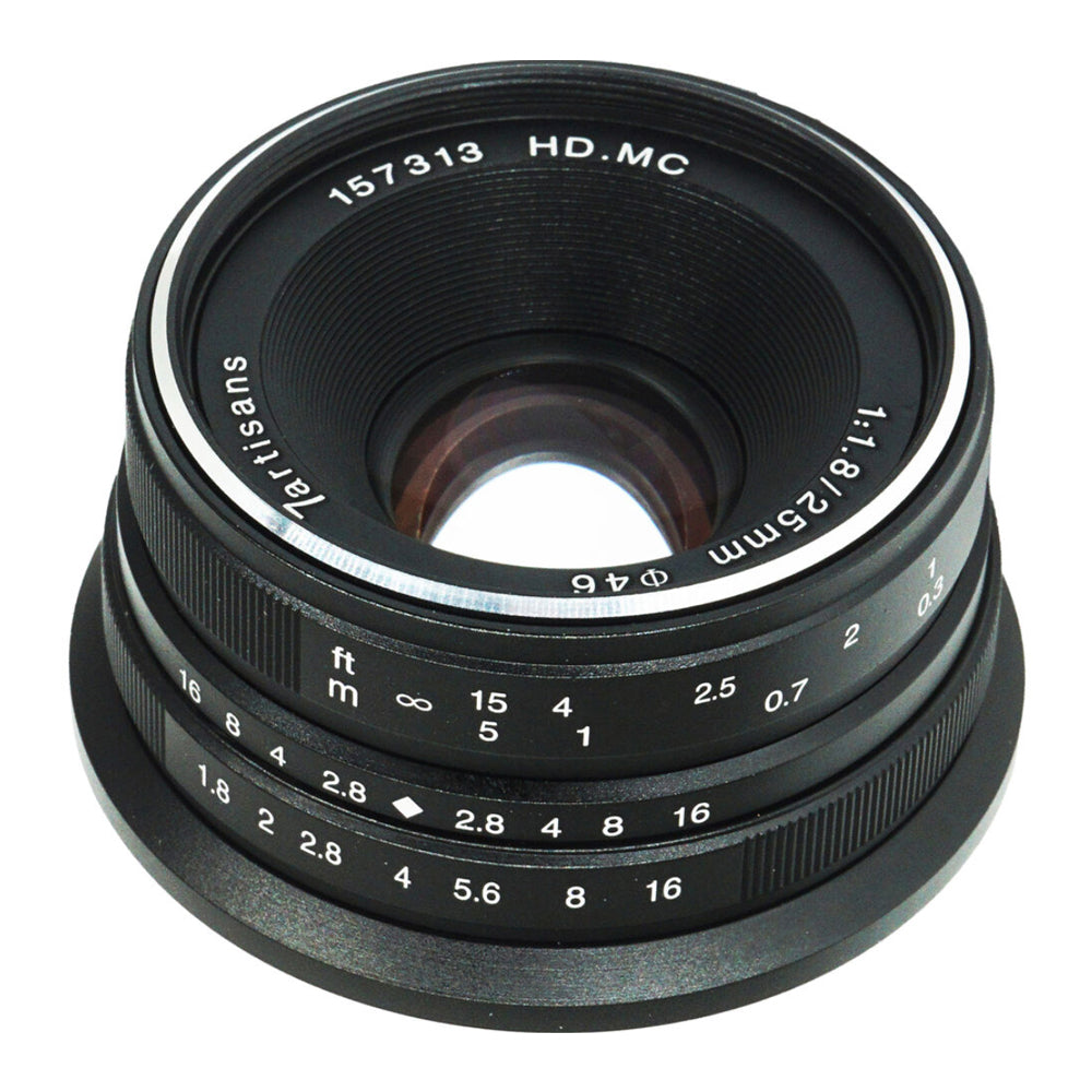 7Artisans 25mm F/1.8 APS-C Format M43 Micro Four Thirds Mount Compact Portrait Prime Lens MF Manual Focus for Mirrorless Cameras | Black Silver