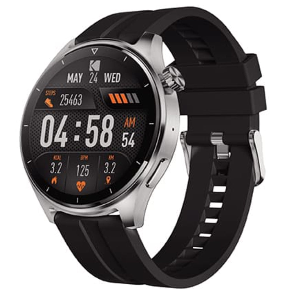 KODAK SW-7201 / SW-7202 Smart Watch IP67, Bluetooth 5.3, 1.45" Curved HD Full Touch Screen, 300mAh Max 5 Days Battery Life, Mobile GPS, Health Monitoring, Preloaded Watch Faces and Android iOS Compatible | Black, Silver