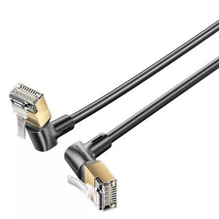 Vention 1 Meter Cat8 360° Right Angle UTP Ethernet Patch LAN Cable RJ45 Male to Male with Gold Plated Contacts, Max 40Gbps Rated Transfer Speed and 2000MHz Bandwidth for Internet Network | IKLBF