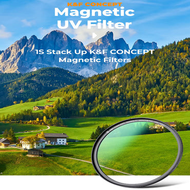 K&F Concept NO-C HMC UV Ultraviolet Lens Filter for Camera Lenses - Multi-Coated Optical Glass, Magnetic Slim Frame, High-Definition, Anti-Glaring, Water & Dust Proof