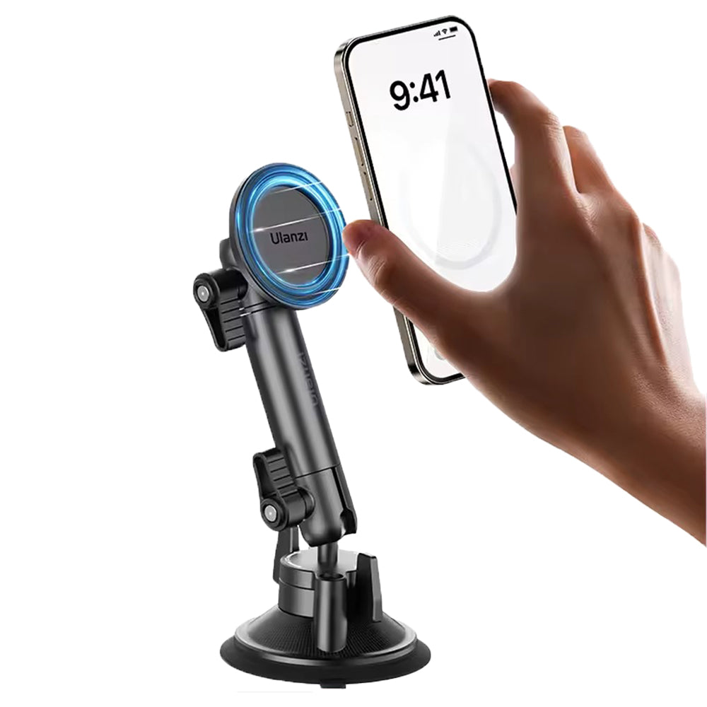 Ulanzi ZJ06 MagSafe Sp-On Holder with Suction Cup Mount for Smartphones with Dual 360° Ball Head, 4 Level Arm and 500g Max Load Capacity for Photo and Video | T117