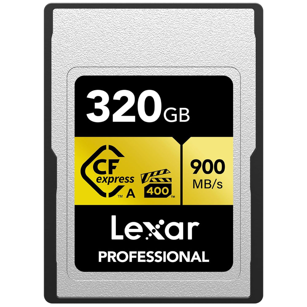 Lexar Professiol 320GB 160GB 80GB CFexpress Gold Type A CF Express Memory Card + Compact Flash Card Reader PCI-Express 3.0 with VPG 400MB/s, 8K 4K HFR 120fps Video Cinema Quality, 900MB/s Read, 800MB/s Write Speeds