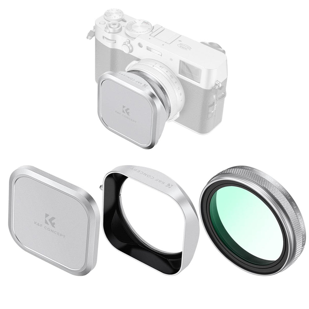 K&F Concept FUJIFILM X100 Series NO-X MCUV Ultraviolet Filter with Lens Cap & Hood for FUJI X100, X100F, X100S, X100T, X100V, X100VI Cameras - Multi-Coated Optical Glass, Magnetic Frame, High-Definition, Waterproof & Scratch-Resistant