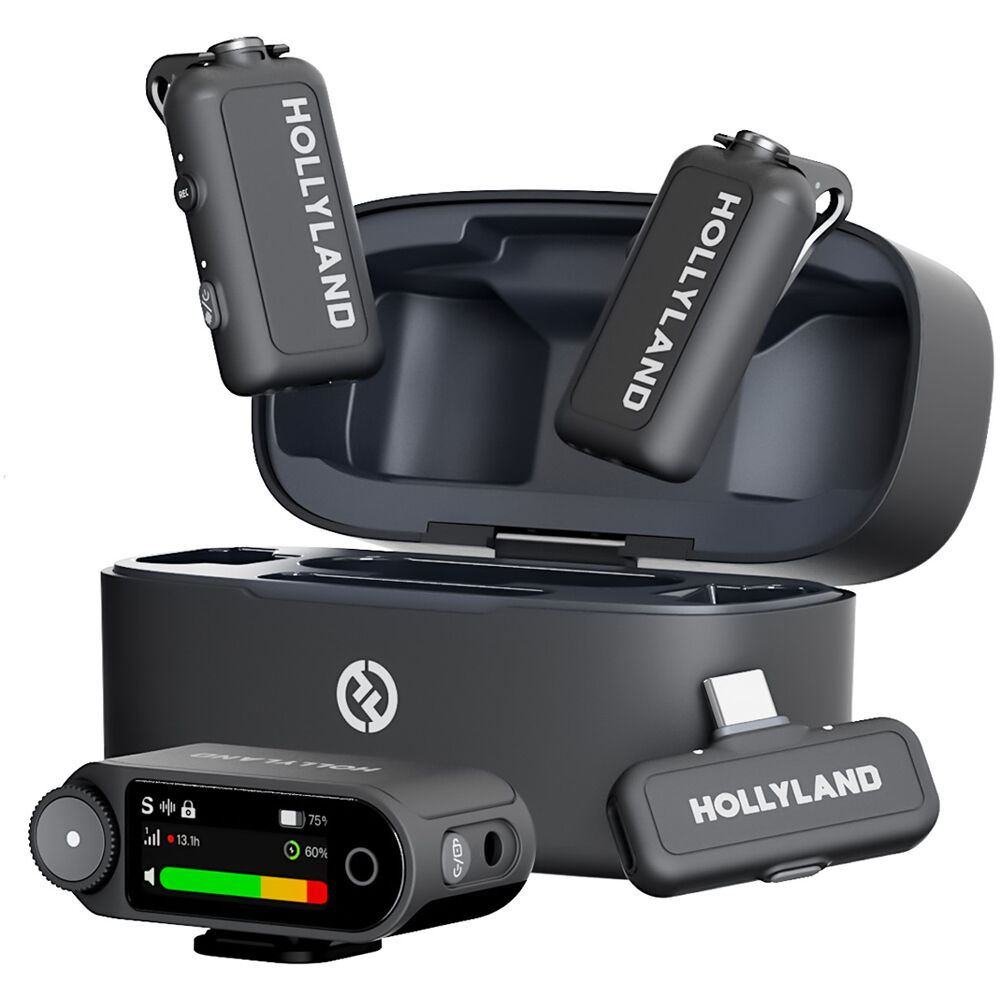 Hollyland LARK MAX 2 Wireless Microphone System with 5 to 25dB AI Noise Cancellation, 36-Hour Battery Life, Up to 4TX + 1RX and 340m Wireless Range, 2 OWS Monitor Earphones for Cameras, Mobile Devices, Vlogging, Interviews, Live Streaming