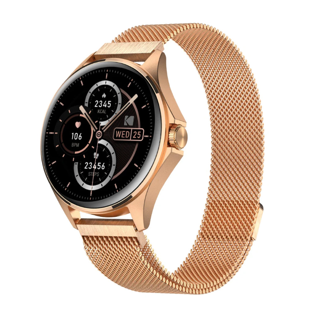 KODAK SW-7211 / SW-7212 Smart Watch IP67, Bluetooth 5.3, 1.32" HD Full Touch Display, 260mAh Max 5 Days Battery Life, Mobile GPS, Health Monitoring, Multiple Watch Faces | Rose Gold, Silver