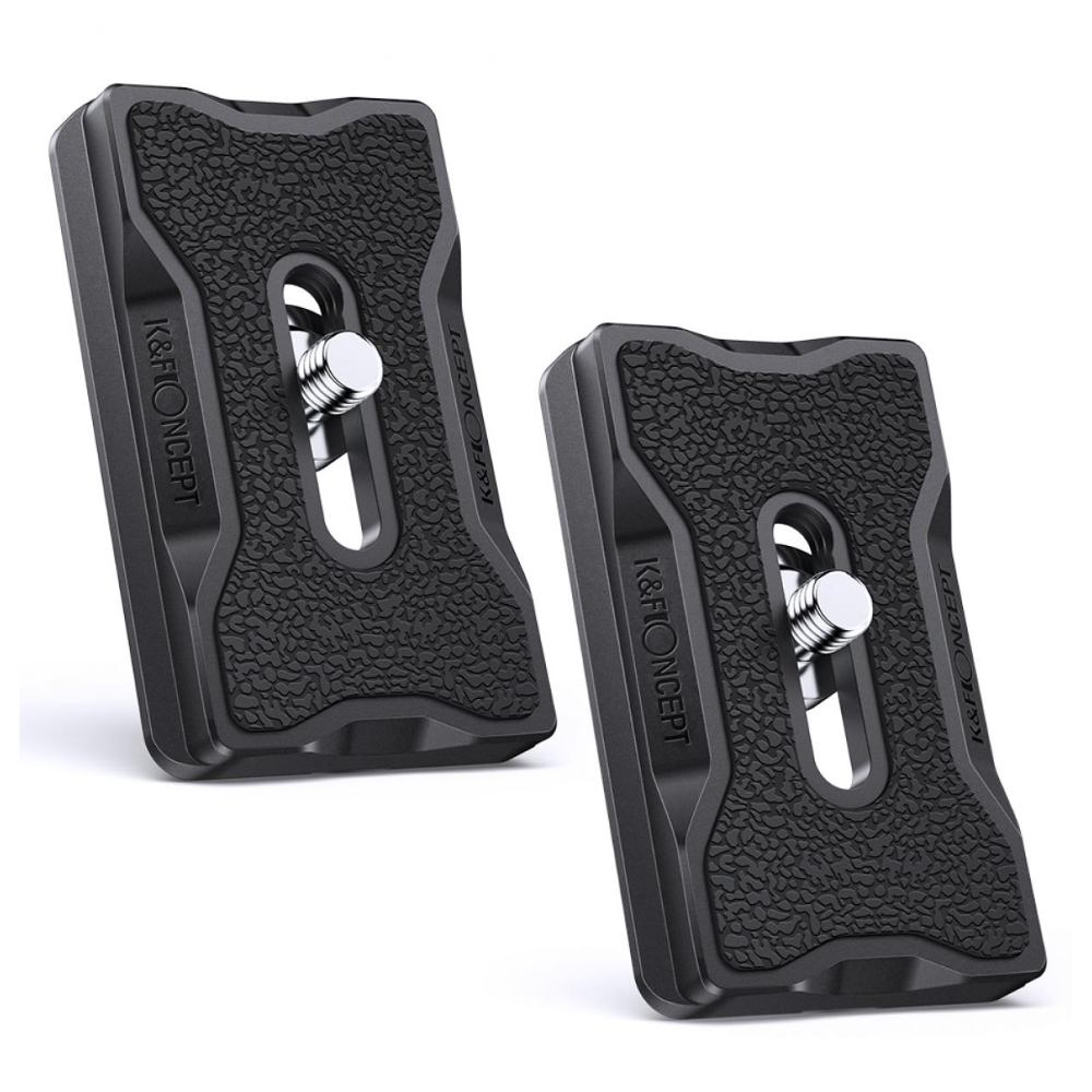 K&F Concept 2-Pack QR Quick Release Aluminum Alloy Mounting Plate with 1/4" Screw and Rubberized Surface for Arca Swiss Camera Tripod Ball Head | KF31-030 KF31-031