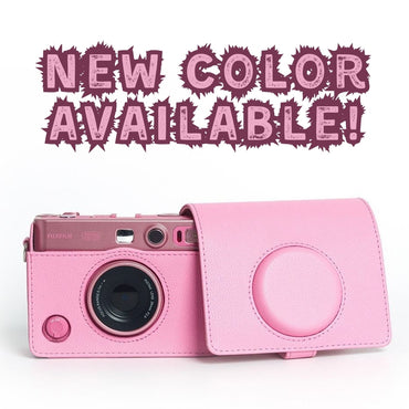 Pikxi Retro Portrait & Landscape Style Shoulder Sling Leather Case Bag for FUJIFILM Instax Mini EVO Instant Film Camera with Shoulder Strap and Formfitting Design for Controls - Available in Brown, Black, Silver, White, Pink Color Options