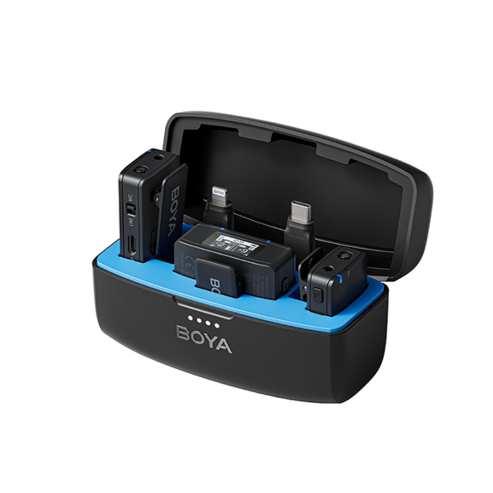 BOYA BOYAMIC Wireless Microphone 3-in-1 Lavalier Mic, 15 hours of Onboard Recording & HD Noise Cancellation with 50 hours of Battery Life, 300M Wireless Transmission, 8GB Storage, Wireless Charging, OLED Screen, 3 Output Modes