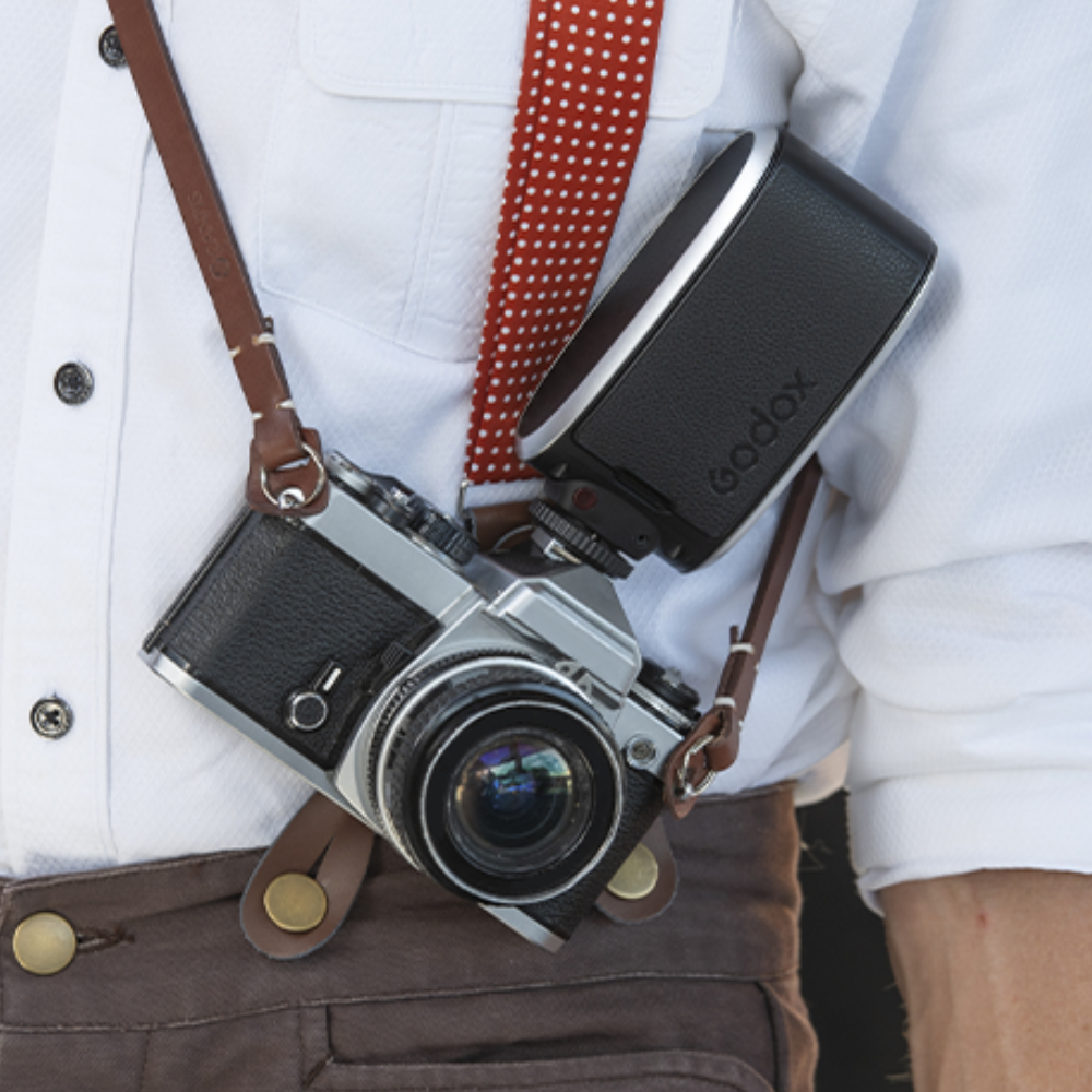 Godox Lux Senior Retro Camera Flash with Manual & Auto Modes, Collapsible Reflector, USB-C Port for Canon, Nikon, Fujifilm, Olympus, Sony Cameras - Available Colors