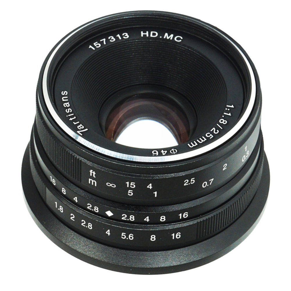 7Artisans 25mm F/1.8 APS-C Format Fujifilm X Mount Compact Portrait Prime Lens MF Manual Focus for Mirrorless Cameras | Black Silver