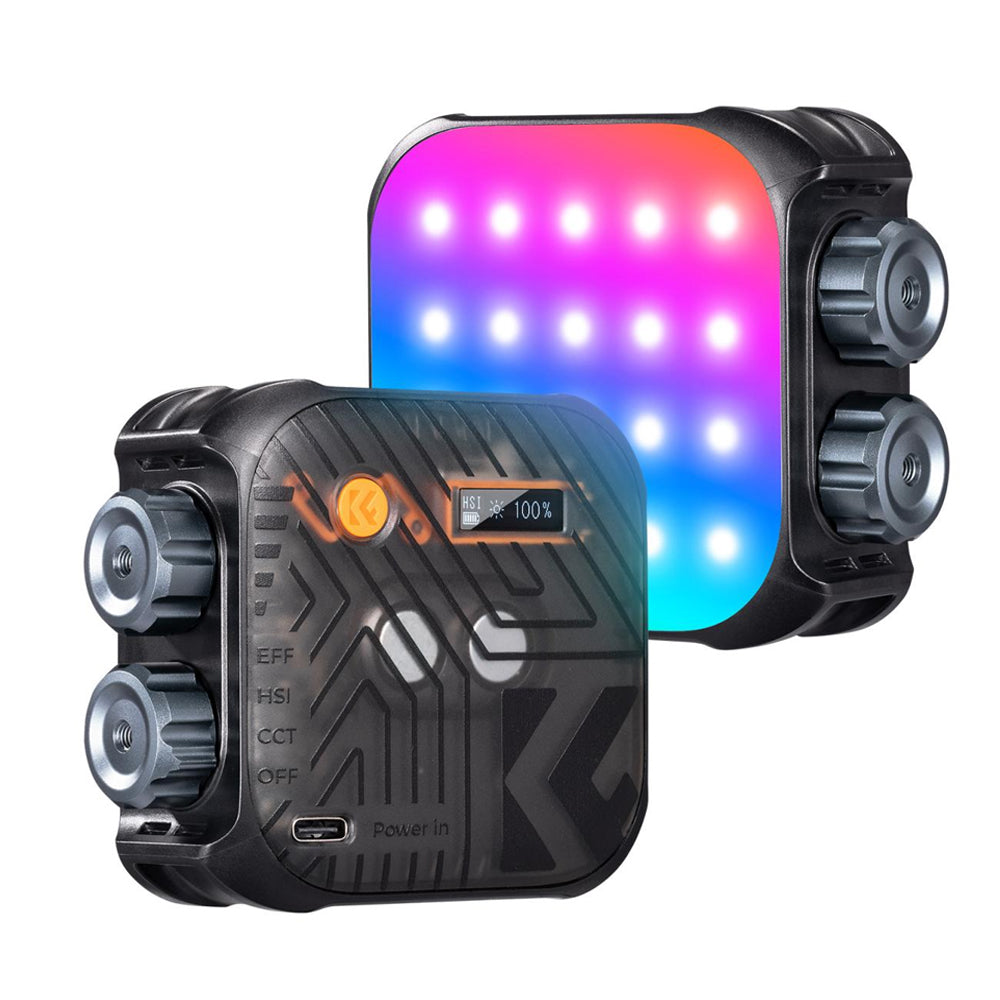 K&F Concept RGB LED Portable Video Fill Light 360° Full Color CRI 96+ with Built-In 2000mAh Rechargeable Battery & 15 Light Effects for Travel Photography Content Creation Vlogging Streaming Recording - Blue