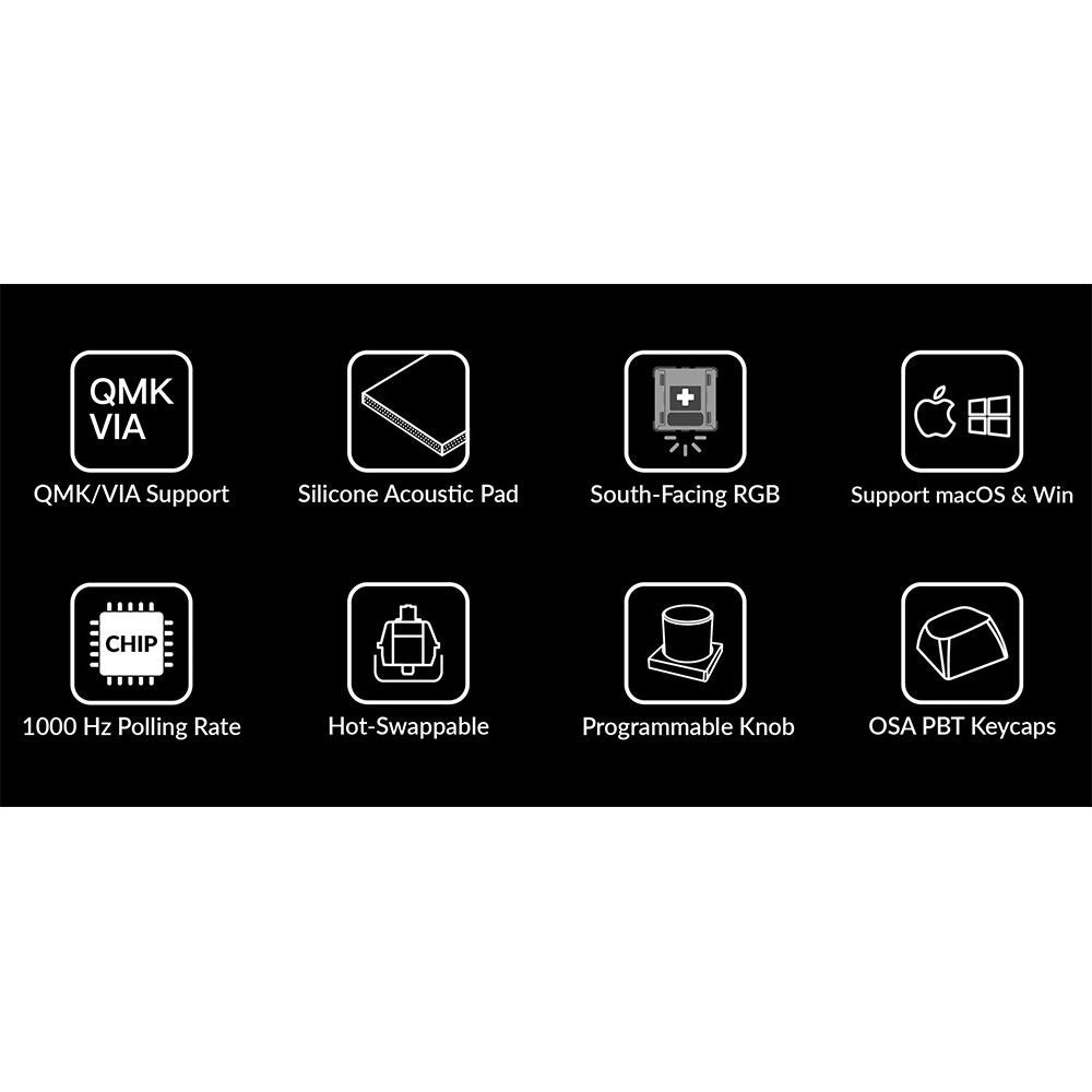 Keychron V1 QMK Barebone Knob 84 Keys TKL Tenkeyless Fully Customizable Mechanical Keyboard with Programmable Knob, South Facing RGB, Supports Windows & macOS PC Laptop Computer - Frosted & Carbon Black | V1Z3 V1Z4