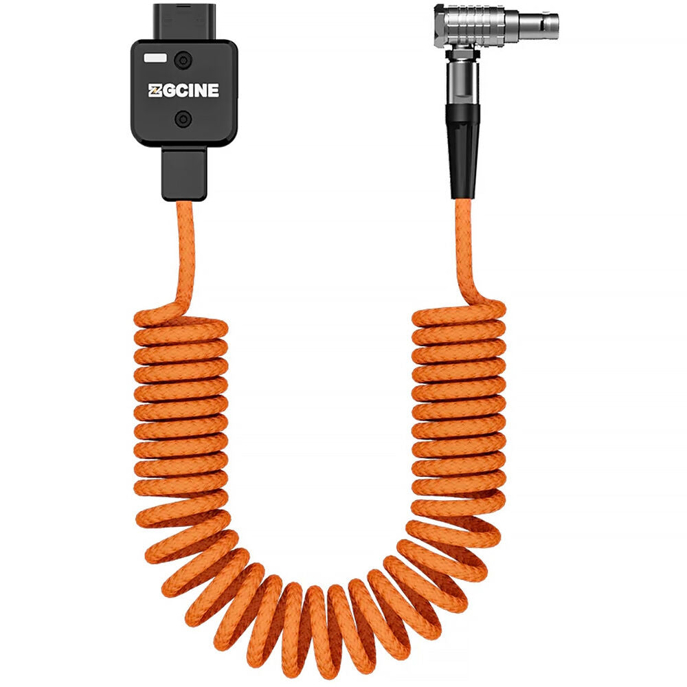 ZGCINE D-Tap to 2-Pin LEMO Right Angle Power Cable 14.8V IN/OUT for Select Sony & Blackmagic Design Cinema Camera with Up to 60cm Max Length Coiled Nylon Braded Cable for Continuous Power Supply, Video Recording & Production | DT-LM