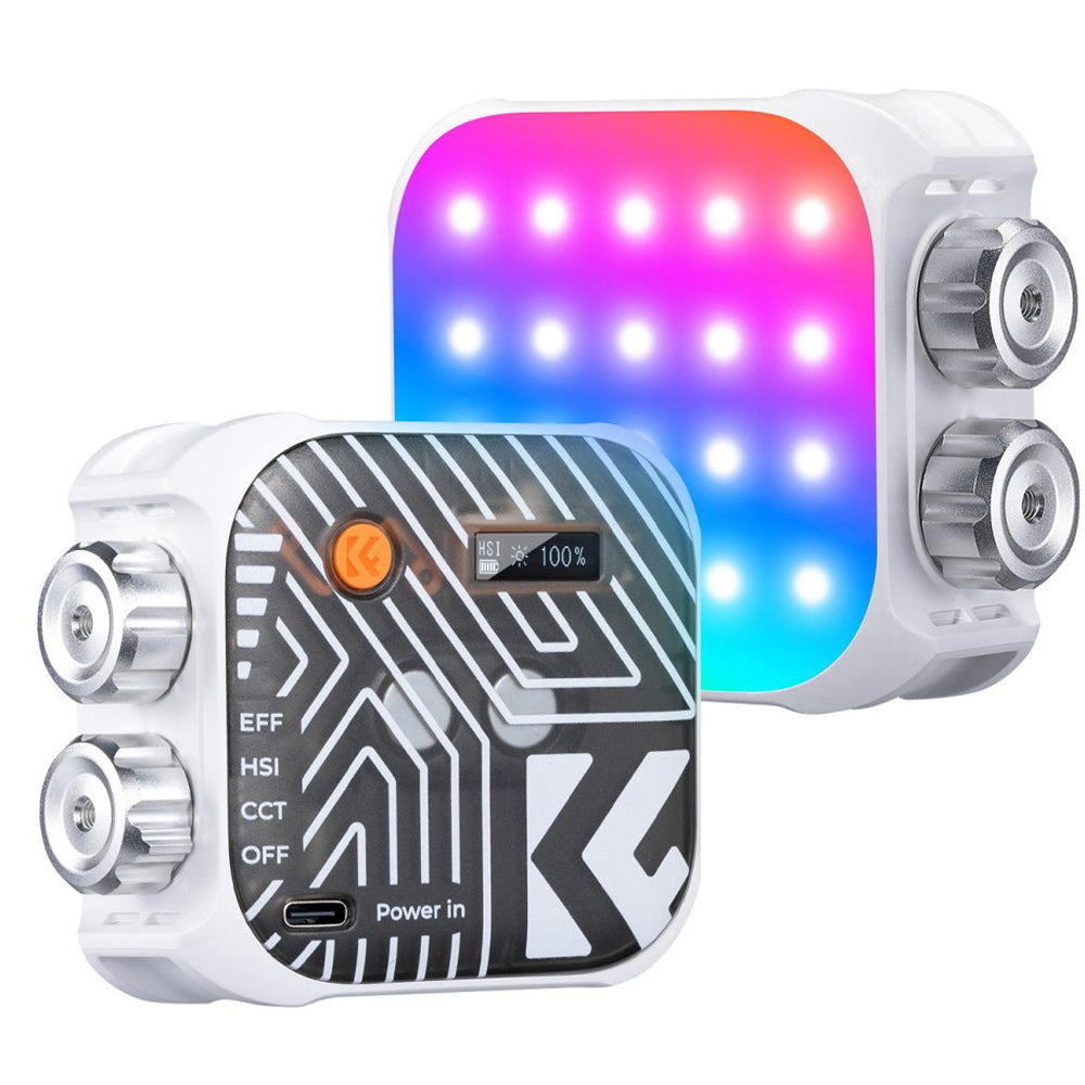 K&F Concept RGB LED Portable Video Fill Light 360° Full Color CRI 96+ with Built-In 2000mAh Rechargeable Battery & 15 Light Effects for Travel Photography Content Creation Vlogging Streaming Recording - Blue