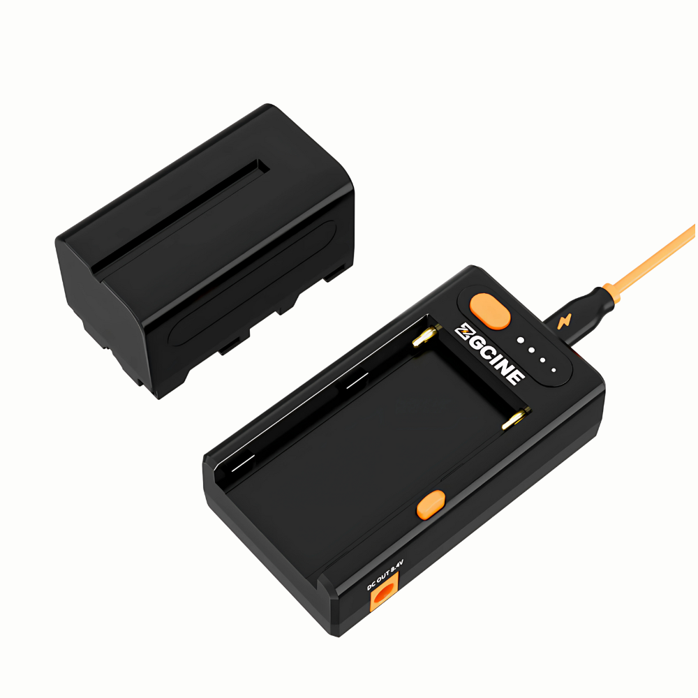 ZGCINE NPF-02 NP-F Multi-Function Battery Charger & Power Adapter for Sony NP-F550/750/970 Batteries with USB-C PD 25W Input/Output, Dual DC 8V/12V Barrel Outputs and LED Status Display for Photography and Videography