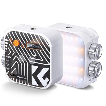 K&F Concept Bi-Color LED Portable Video Fill Light 2500K-9900K CRI 96+ with Built-In 2000mAh Rechargeable Battery & 15 Light Effects for Travel Photography Content Creation Vlogging Streaming Recording - White