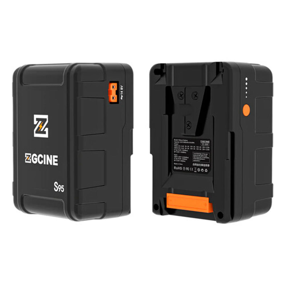 ZGCINE ZG-S150 133Wh / ZG-S95 95Wh V-Mount Battery with Dual USB-C PD Ports 100W Fast Charging, 2 D-Tap and Barrel DC Outputs, 5-Level LED Indicator, Compact Power Hub for Mobile Phones, Cameras, LED Lights, Monitors and Video Production