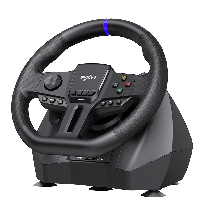 PXN V900 GEN2 RGB Gaming Steering Wheel with Hall Magnetic Linear Pedals, Paddle Shifters, Real Steering, Haptic Feedback Vibration and Quick Response Drive for PC Xbox Switch PS3 PS4