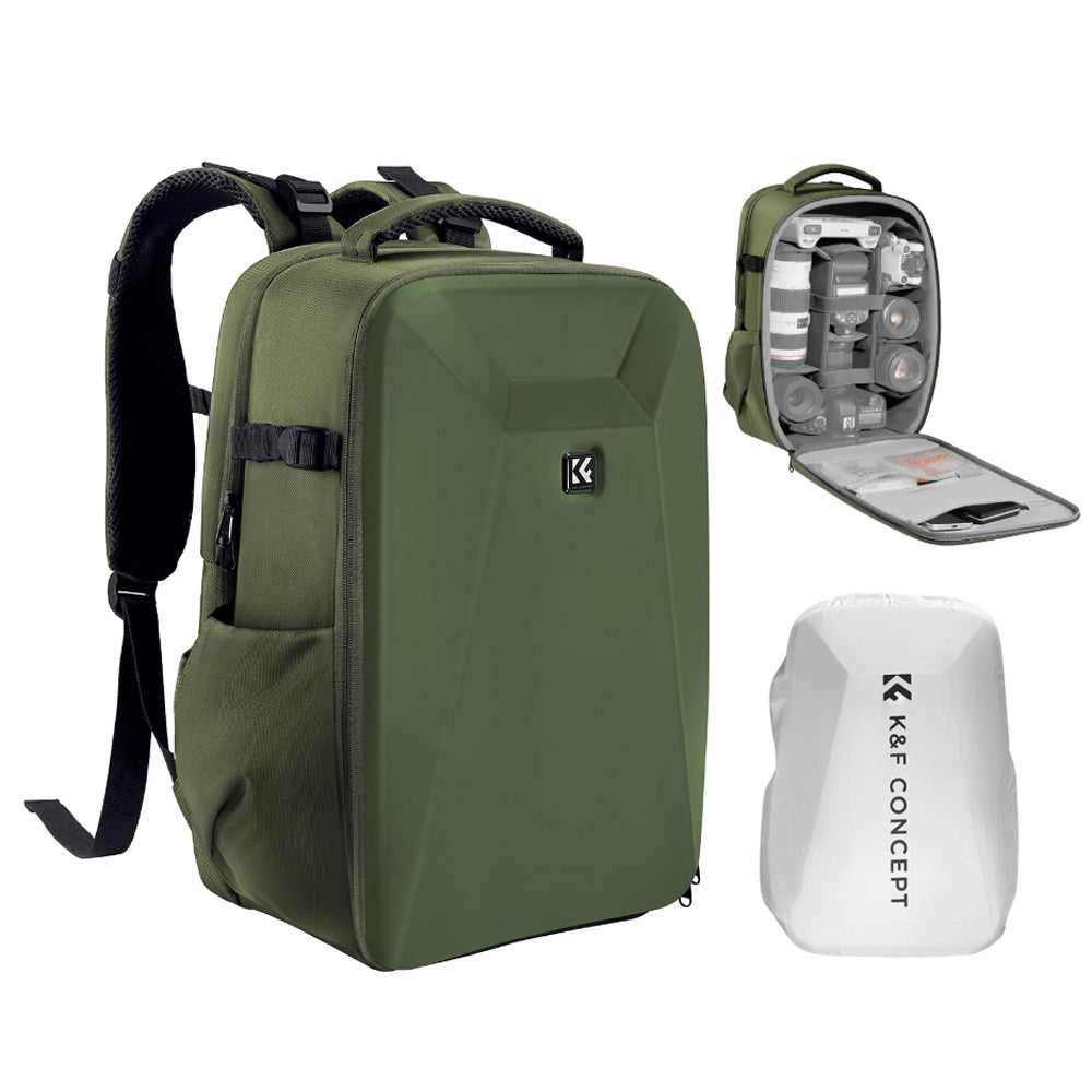 K&F Concept 22 Liters Waterproof HardShell Backpack Kpsack with Padded Dividers, fits 15.6" Laptop, Drone, Camera and Other Photography Accessories | Black, Grey, Khaki, Blue, Green