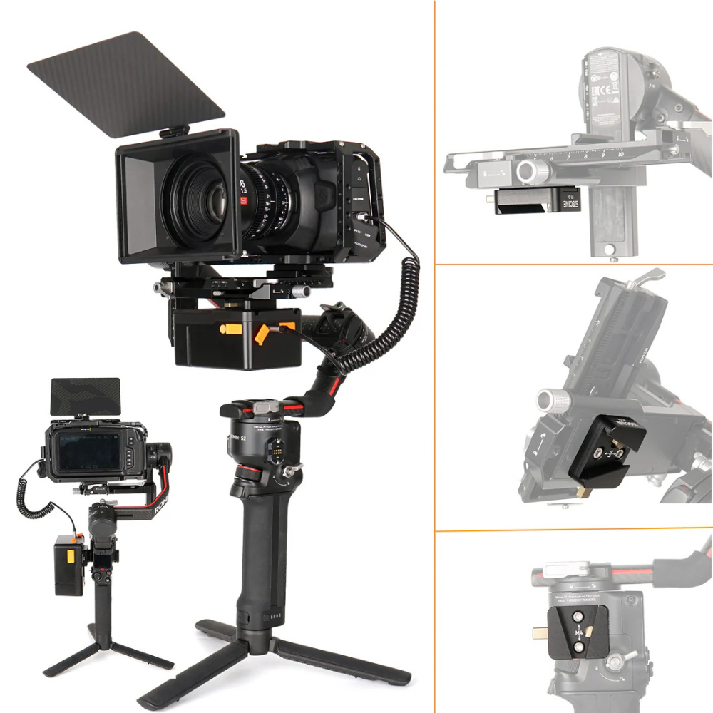 ZGCINE VR-04 Mini V-Mount Plate V-Lock for DJI Ronin S2/S3 and RS Gimbal Stabilizers, Pitch Axis Compatible, Quick Release Battery Mount for V-Mount Batteries