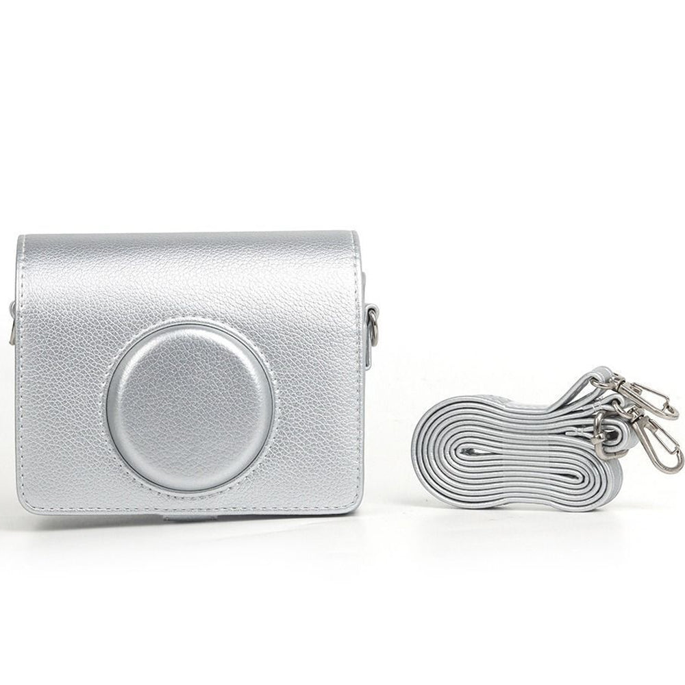 Pikxi Retro Portrait & Landscape Style Shoulder Sling Leather Case Bag for FUJIFILM Instax Mini EVO Instant Film Camera with Shoulder Strap and Formfitting Design for Controls - Available in Brown, Black, Silver, White, Pink Color Options