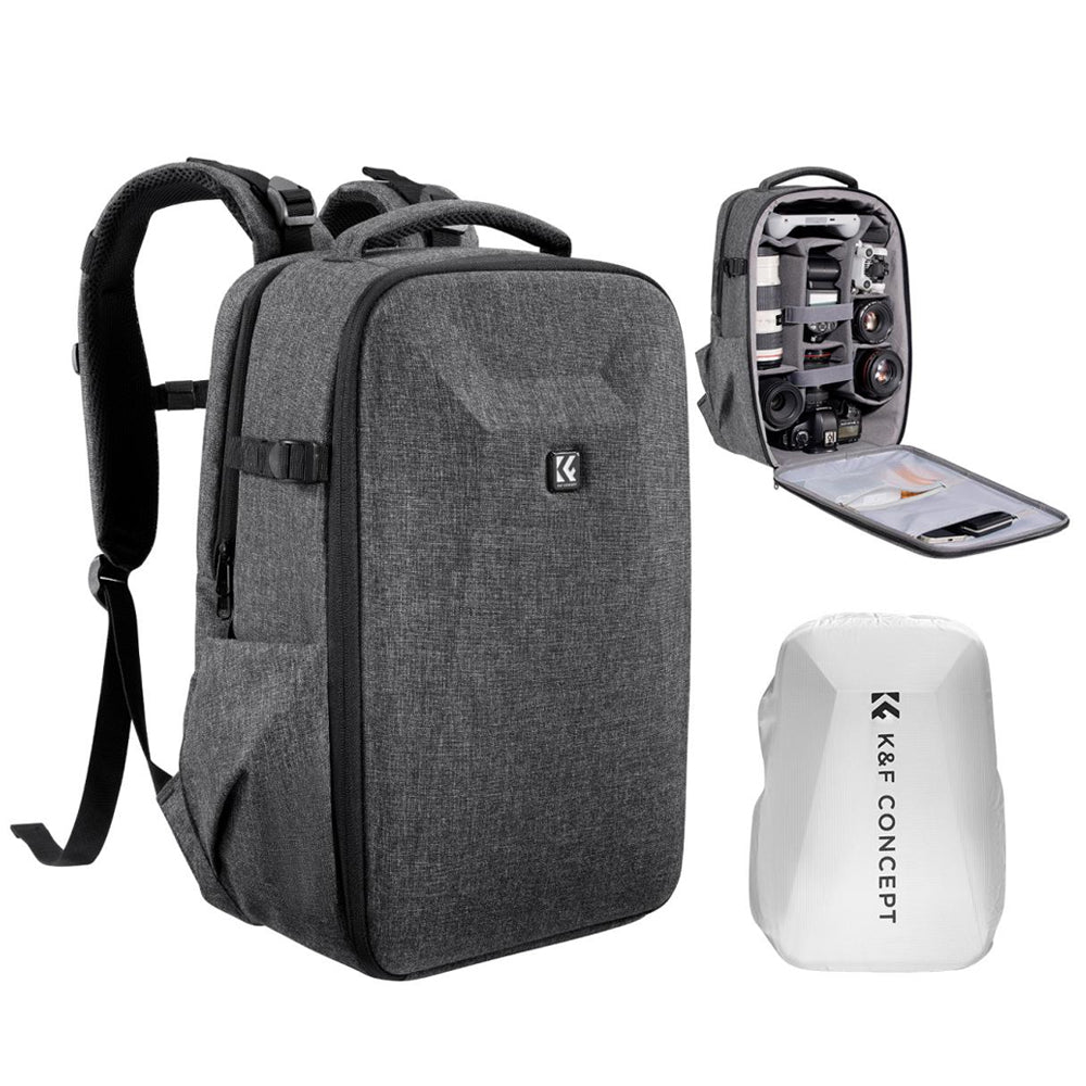 K&F Concept 22 Liters Waterproof HardShell Backpack Kpsack with Padded Dividers, fits 15.6" Laptop, Drone, Camera and Other Photography Accessories | Black, Grey, Khaki, Blue, Green